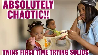 MY 6 MONTHS OLD TWINS FIRST SOLID FOOD VLOG(ABSOLUTELY CHAOTIC| DAY IN THE LIFE OF 6 MONTH OLD TWINS