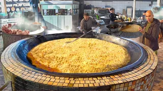 Street Food in Uzbekistan 🇺🇿 - 3000KG Pilaf JACUZZI - UZBEKISTAN MEGA FOOD in Tashkent