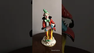 Accordion Clown Cesare Villari Capodimonte Porcelain Statuette