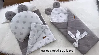Baby nest Eared Swaddle Quilt Set Making | Baby Sleeping Set Sewing 🐰