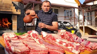 ROASTED MEAT IN AN OVEN.