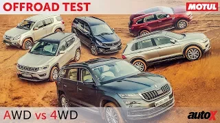 AWD vs 4WD - Kodiaq + Tiguan + Compass + Hexa + MU-X + Endeavour | Offroad Comparison | autoX