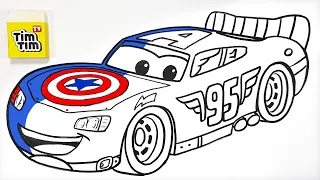 How-to-draw CAPTAIN McQUEEN . CARS 3 LIGHTNING McQUEEN Drawing and Coloring Pages | Tim Tim TV