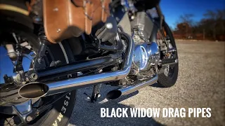 1994 XV535 Black Widow Drag Pipes VS Stock Exhaust