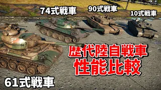 【性能比較】61式戦車～10式戦車までの性能を比べてみた。(WarThunder)