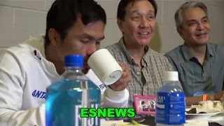 Manny Pacquiao Meal After Thurman Weigh In Meat Soup Rice Eggs Water EsNews Boxing