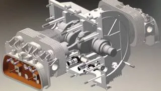 3D CAD animation VW boxer motor