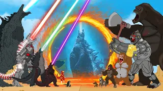 TEAM GODZILLA vs KONG Monsters: All Characters comes through portal Avengers Endgame - FUNNY CARTOON