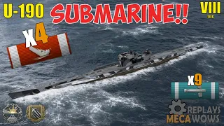 SUBMARINE U-190 4 Kills & 45k Damage | World of Warships Gameplay