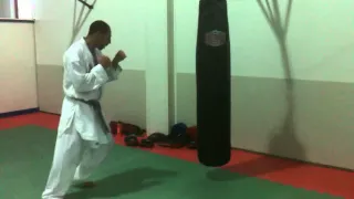 Karate heavy bag workout
