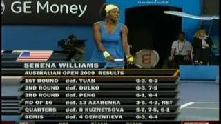 Australian Open 2009- Women's Final 1-9- Serena Williams VS Dinara Safina