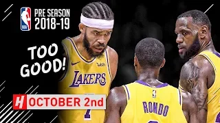 LeBron James, Rajon Rondo & JaVale McGee Full Highlights vs Nuggets 2018.10.02 - TOO GOOD!