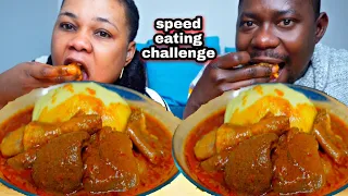 SPEED EATING CHALLENGE |  FUFU WITH PEANUT CHICKEN GOAT TOWEL AND PORK SOUP |AFRICAN FOOD MUKBANG