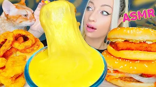 ASMR EATING STRETCHY CHEESE, BURGER KING, ONION RINGS, CHICKEN NUGGETS, 치즈소스 먹방 (WHOPPER) MUKBANG 먹방