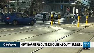 TTC installs new barriers outside Queens Quay tunnel