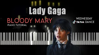 Lady Gaga - Bloody Mary Piano Tutorial (short version) Notes | Wednesday TikTok Dance