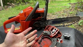 How To Replace Chainsaw Chain Guard Clutch Cover On A Husqvarna Chainsaw