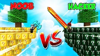 ISLA de LUCKY BLOCK NOOB VS ISLA de LUCKY BLOCK HACKER 😂❓ MINECRAFT