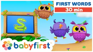 Hoot, Scoot & What | Learn Vocabulary for Kids | Learn Animals & Words for toddlers  | BabyFirst TV