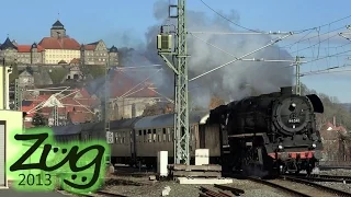 IGE-Eisenbahn-Romantik-Sonderzug mit BR44 (Dampflok) durch Kronach - Februar 2017 (Kurzvideo)