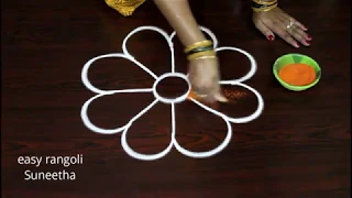 Simple color cute kolam designs ||  Sri ramanavami  muggulu ||  latest rangoli  patterns