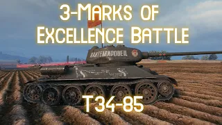 Highlight: T-34-85 3-Marks of Excellence Battle [World of Tanks]