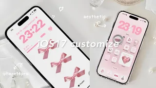 iOS 17 AESTHETIC CUSTOMIZATION! 🎀✨ pink theme | custom iphone theme, widgets, icons tutorial