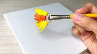 Easy Way to Paint Sunflower & Butterfly🌻🦋/ Using Cotton swab /Acrylic Painting For beginners#464