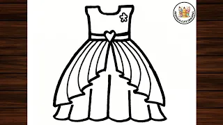 How to Draw A Cute Princess Dress Easy Step by Step | Arshaka Cute Drawing