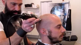 Binaural ASMR  - Old Style Barber - clippers head and face shave with massage - no talking