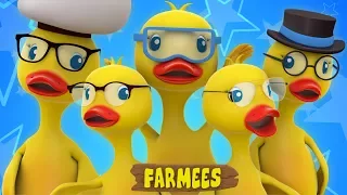 Five Big Ducks Jumping On The Bed | Nursery Rhymes | Five Little Ducks by Farmees