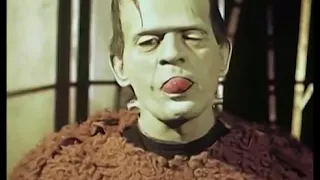 Boris Karloff ~ Frankenstein strangles makeup artist Jack Pierce