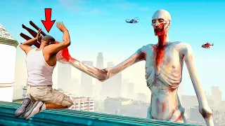 Scary SCP-096 Monster Attack AND Destroys LOS SANTOS In GTA 5 - Epic Battle