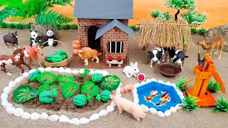 DIY how to make Farm Diorama with Watermelon Garden - Cow Shed - Mini Hand Pumb Supply Water