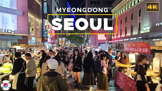 [4K] Seoul Walk, Korea - Myeongdong Street, Best Place to Try Street Food and Shopping