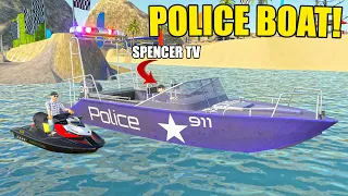 POLICE BOAT CHASE WITH SPENCER TV IN FARMING SIMULATOR 19 ROLEPLAY