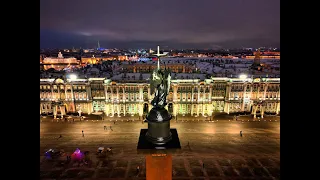 Ночной Петербург в канун Нового Года 2023 - Съемка с Воздуха На Коптер DJI Mini 3 Pro