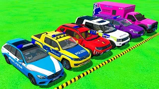 MERCEDES, VOLKSWAGEN, DACIA, RANGE ROVER POLICE VEHICLES and FORD AMBULANCE CARS TRANSPORTING ! FS22