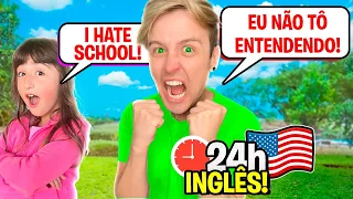 24 HORAS FALANDO em INGLÊS com o PAI! *ele ficou bravo* Pai Também Vloga