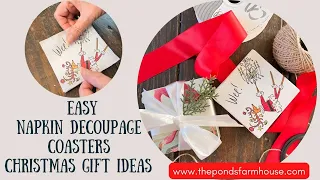 Easy Napkin Decoupage Coasters - DIY Gift Ideas