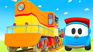 Léo le camion curieux. La construction de la locomotive. Dessin animé en français pour enfants.