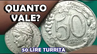 Moneta 50 Lire Italia Turrita, 1996, 1997, 1998, 1999, 2000, 2001. Valore, Quanto Vale?