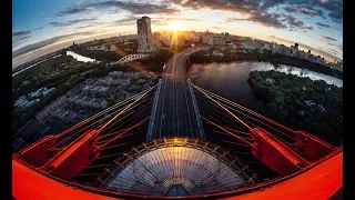 Climbing on Picturesque bridge