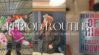 MY PERIOD ROUTINE | hygiene routine + self care + bubble bath & more