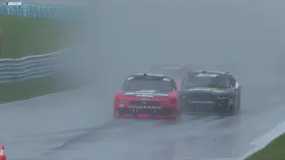 Cars go off course after restart in the rain