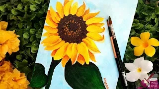 Easy Sunflower painting for beginners-Simple Acrylic painting-Flower Acrylic painting tutorial