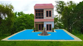 35 Days We Build Pretty 2 Story Villa And Beautiful Swimming Pool With Fire Pit Outdoor For Winter