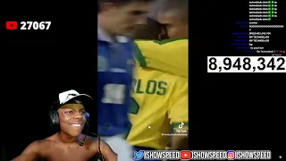 Ishowspeed reacts to a Roberto Carlos freekick…