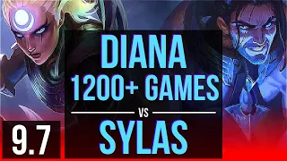 DIANA vs SYLAS (TOP) | 1200+ games, 2 early solo kills, KDA 11/3/5 | EUW Challenger | v9.7