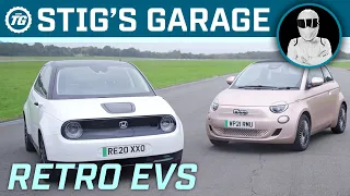 RETRO EVs: Honda e Advance vs Fiat 500 Electric | Stig's Garage ft. Becky Evans